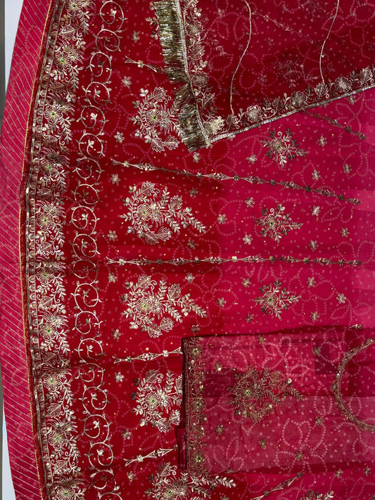 Chundari Premium quality with Sequence Work Rajputi Poshak In Pink color-91463