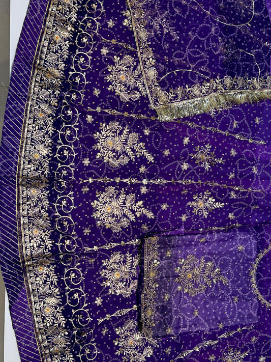 Chundari Premium quality with Sequence Work Rajputi Poshak In Blue color-91462