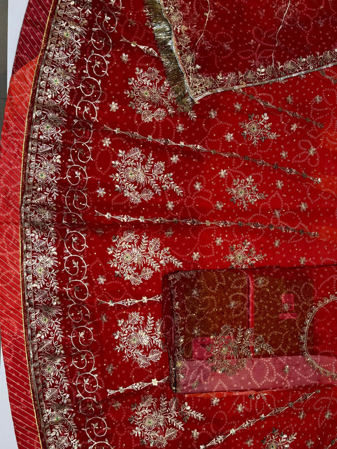 Chundari Premium quality with Sequence Work Rajputi Poshak In Red color-91461