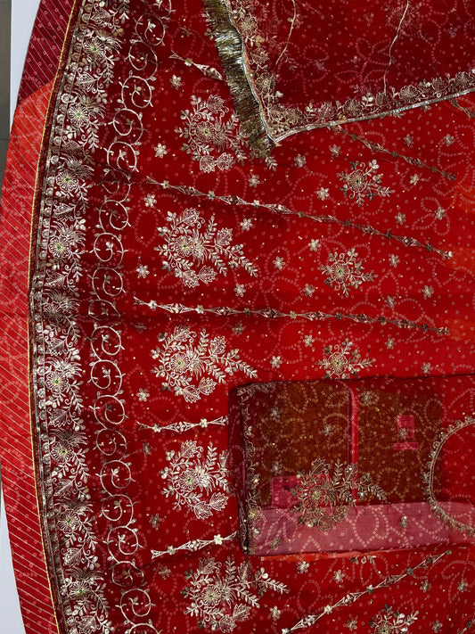 Chundari Premium quality with Sequence Work Rajputi Poshak In Red color-91461