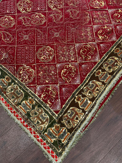 7 Miter full Gher Vintage Georgette Premium quality Bridal Rajputi Poshak In Red color-91479