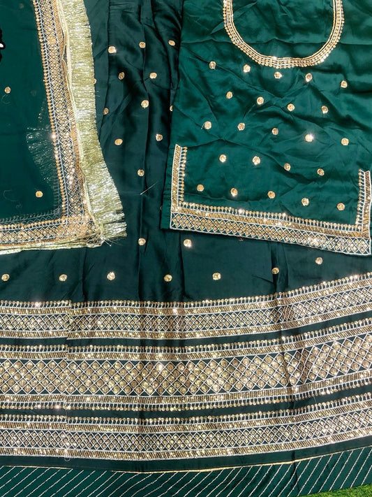 Satin and Hamrahi Pure festive Sequence Work Rajputi Poshak In Pink Colour-91487