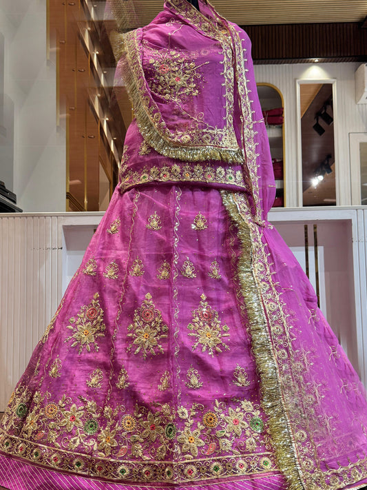 Tissue Organza Premium quality Rajputi Poshak In Pink color-91505