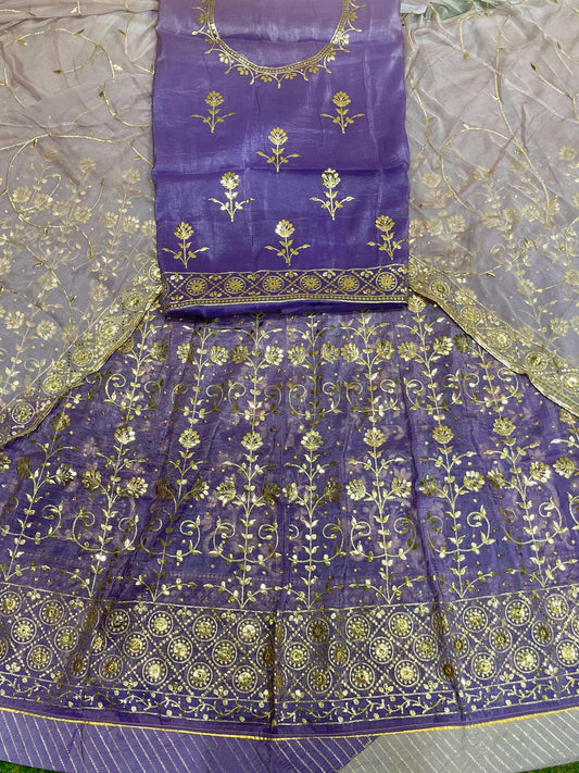 Gold Crush Double Shaded festive Wedding Rajputi Poshak In Purple color-91492