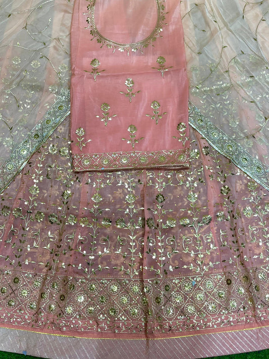 Gold Crush Double Shaded festive Wedding Rajputi Poshak In Pink color-91490
