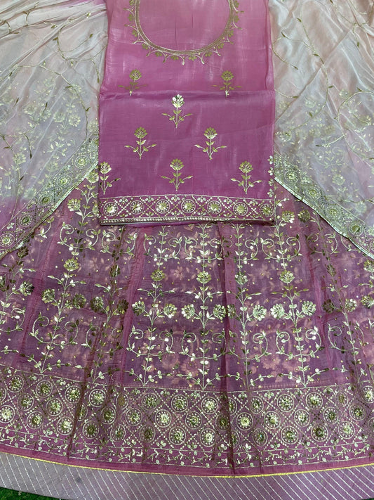 Gold Crush Double Shaded festive Wedding Rajputi Poshak In Pink color-91489