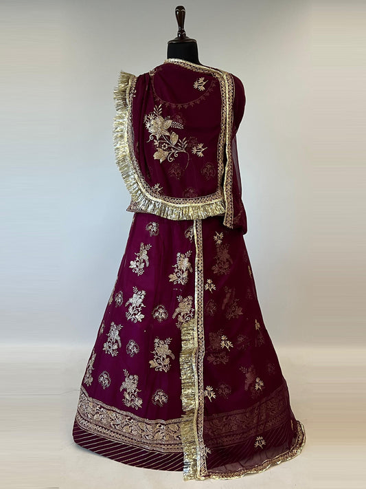 Humrahi pure 10 Kali festive Rajputi Poshak In Purple color-91496