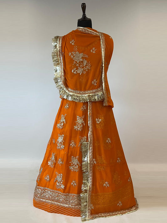 Humrahi pure 10 Kali festive Rajputi Poshak In Orange color-91499
