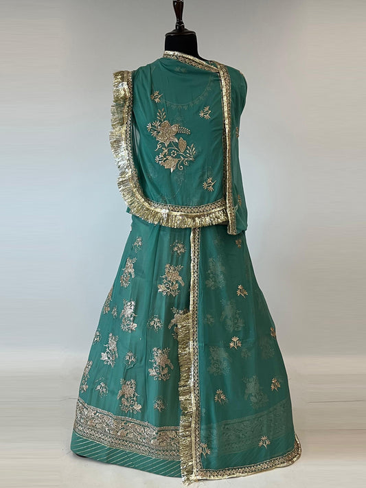 Humrahi pure 10 Kali festive Rajputi Poshak In Blue color-91494
