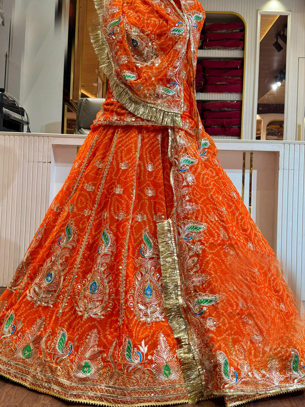 Georgette Chunri Vintage Rajputi Poshak Traditional Wedding 5 Meter F georgette-chunri-vintage-rajputi-poshak-traditional-wedding-5-meter-f