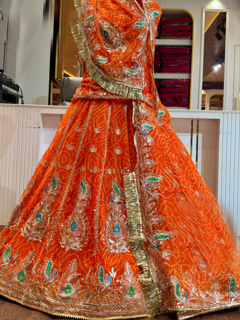 Georgette Chunri Vintage Rajputi Poshak: Traditional Wedding 5 meter F ...