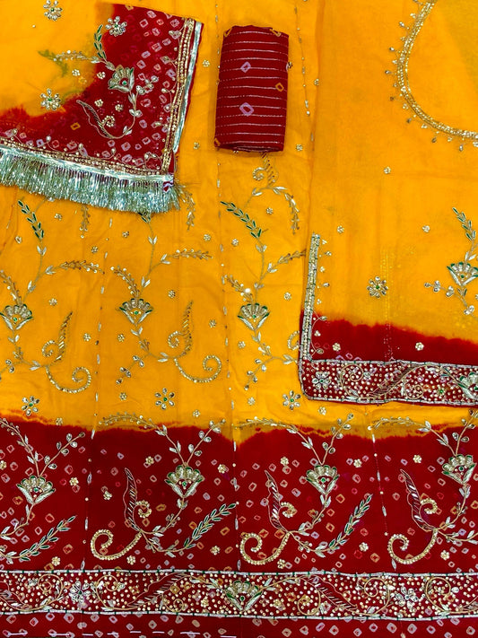 Humarhai Pure Handwork Premium quality Piliya Bandej Rajputi Poshak-91537