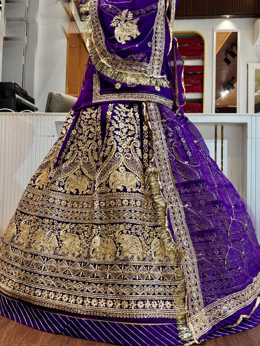 Half pure Premium quality Rajputi Poshak In Purple color-91528