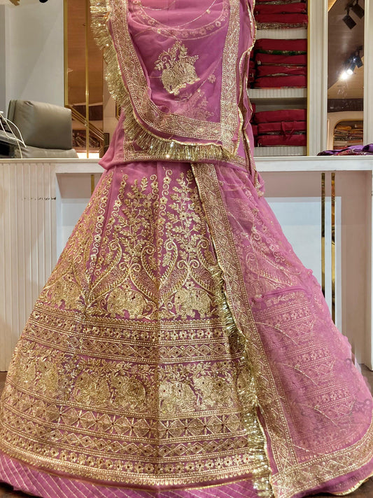 Half pure Premium quality Rajputi Poshak In Pink color-91529