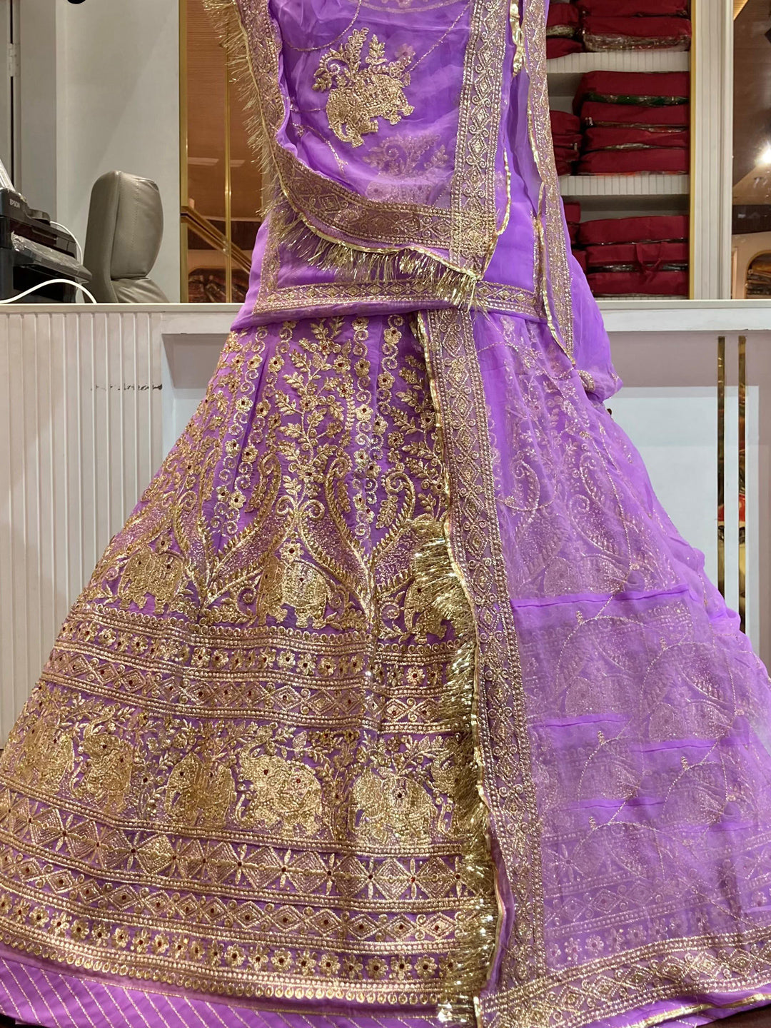 Half pure Premium quality Rajputi Poshak In Purple color-91533