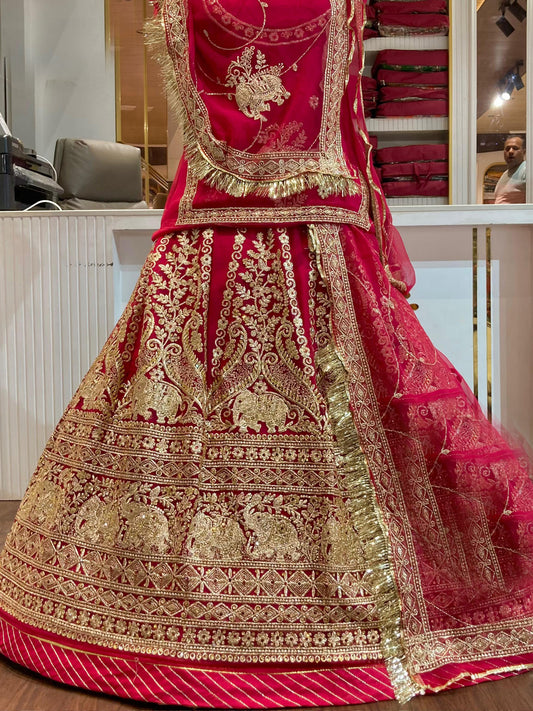 Half pure Premium quality Rajputi Poshak In Red color-91535