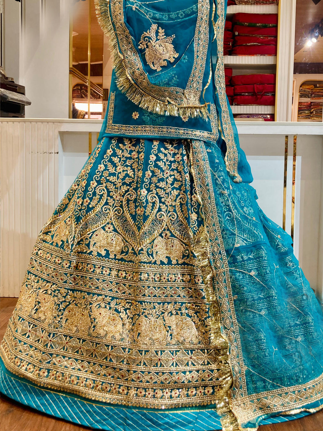 Half pure Premium quality Rajputi Poshak In Blue color-91536