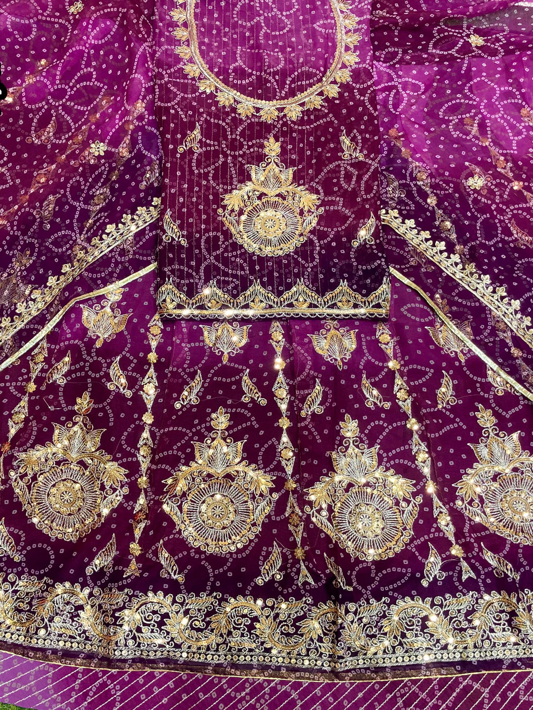 Chunnari Royal Pure Sequence Work Bright Purple color Rajputi Poshak color-91558
