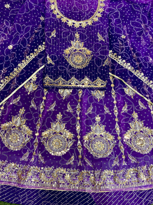 Chunnari Royal Pure Sequence Work Bright Navy Blue color Rajputi Poshak color-91560