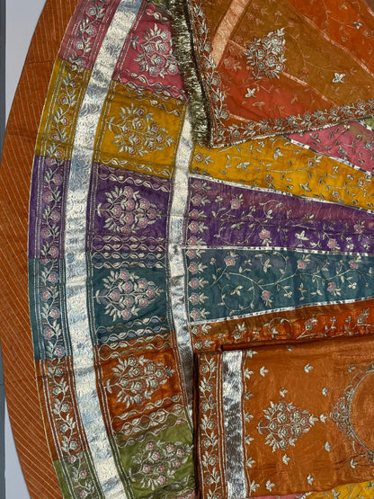 5 Miter full Gher Gold Crush Multicolour Premium quality Rajputi Poshak-91566