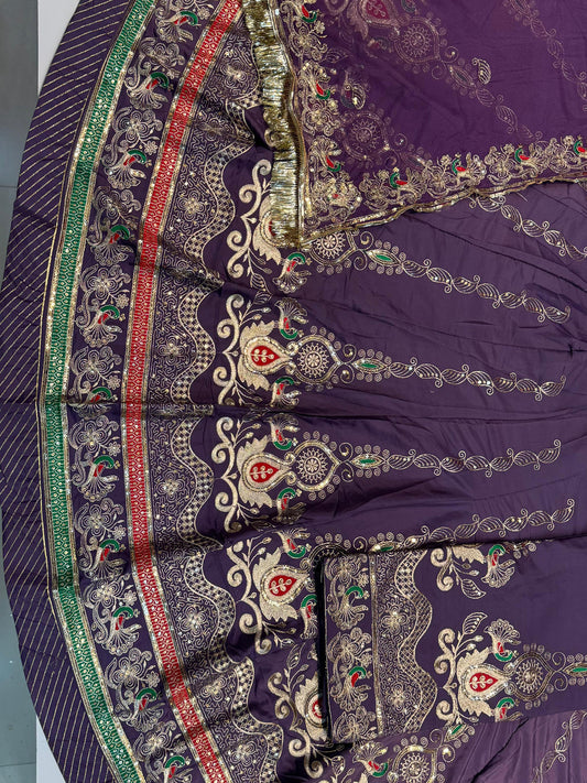 4 Miter full Gher Vintage Silk Crepe Premium quality Rajputi Poshak Rajputi Suit