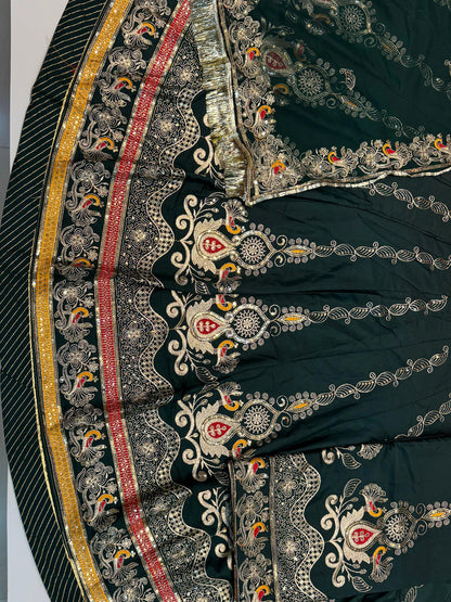 4 Miter full Gher Vintage Silk Crepe Premium quality Rajputi Poshak Rajputi Suit