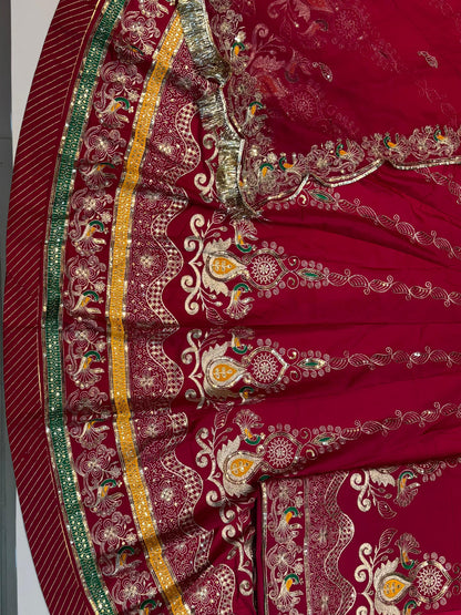4 Miter full Gher Vintage Silk Crepe Premium quality Rajputi Poshak Rajputi Suit