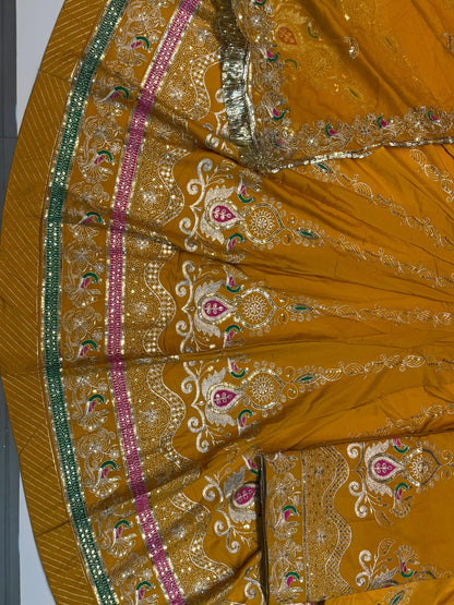 4 Miter full Gher Vintage Silk Crepe Premium quality Rajputi Poshak Rajputi Suit