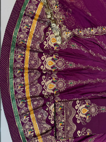 4 Miter full Gher Vintage Silk Crepe Premium quality Rajputi Poshak Rajputi Suit