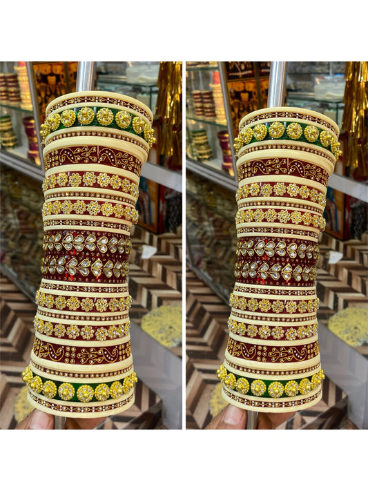 Royal Rajwadi Bridal Chura with Beautiful Kundal Work Design-20175