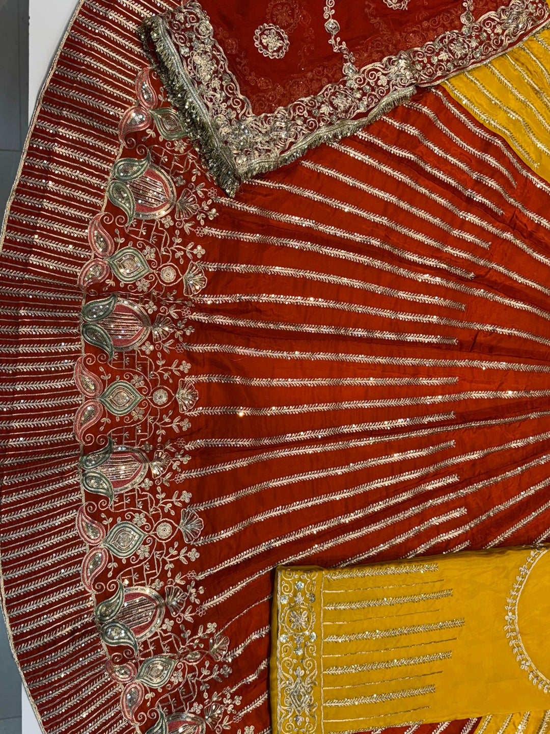 Viscose 5 Meter Flare Gher Jari Sequence Work premium rajputi poshak-91659