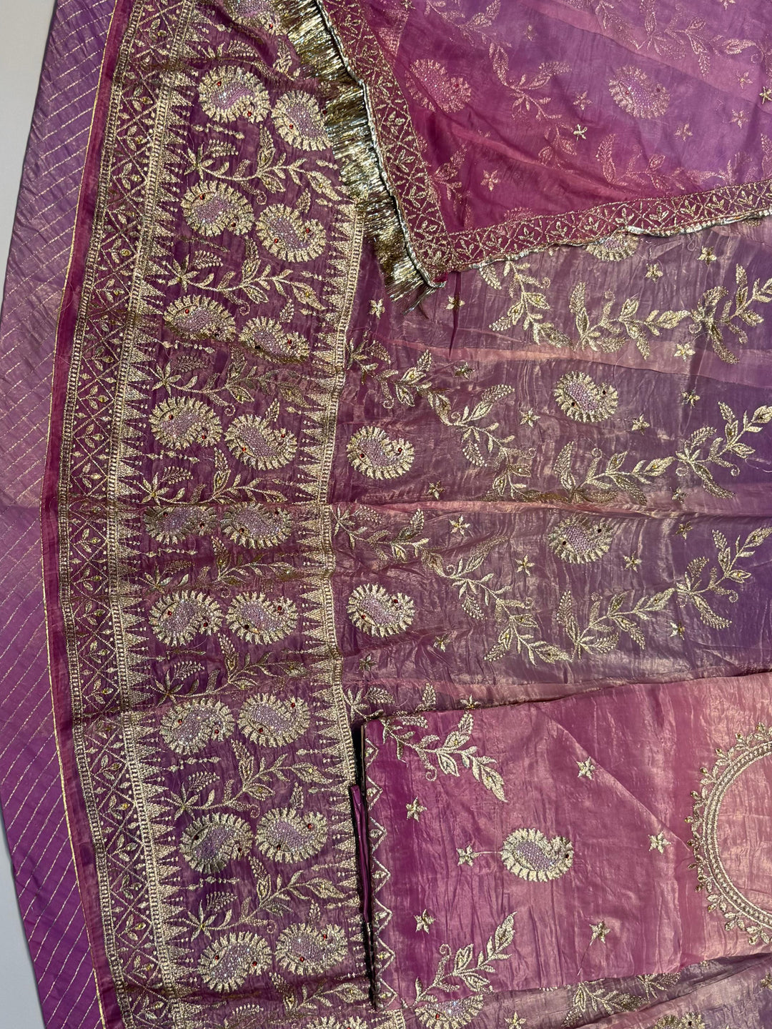 Gold Crush Double shade Zari Siroski Stone Work premium rajputi poshak-91653