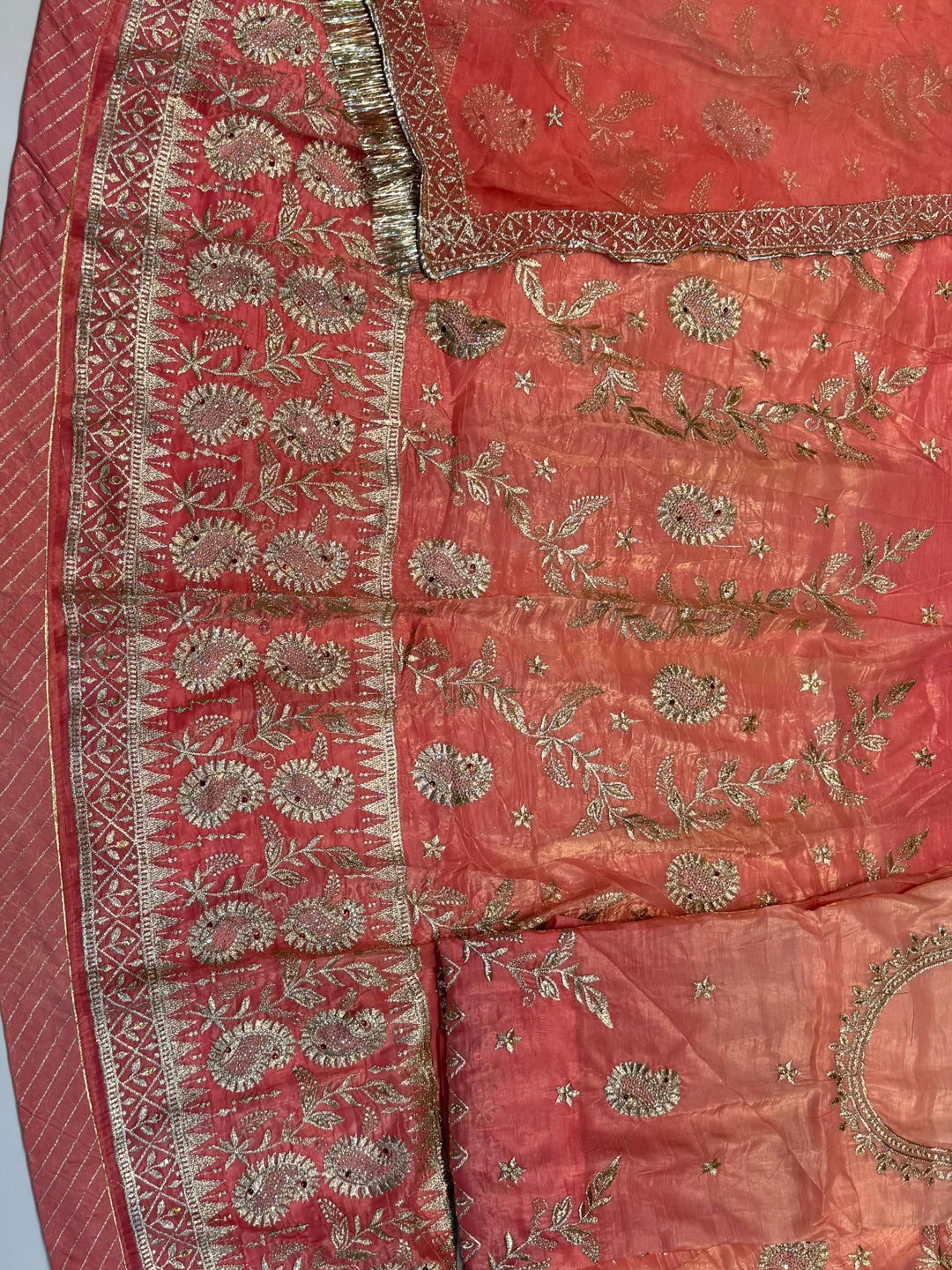 Gold Crush Double shade Zari Siroski Stone Work premium rajputi poshak-91654