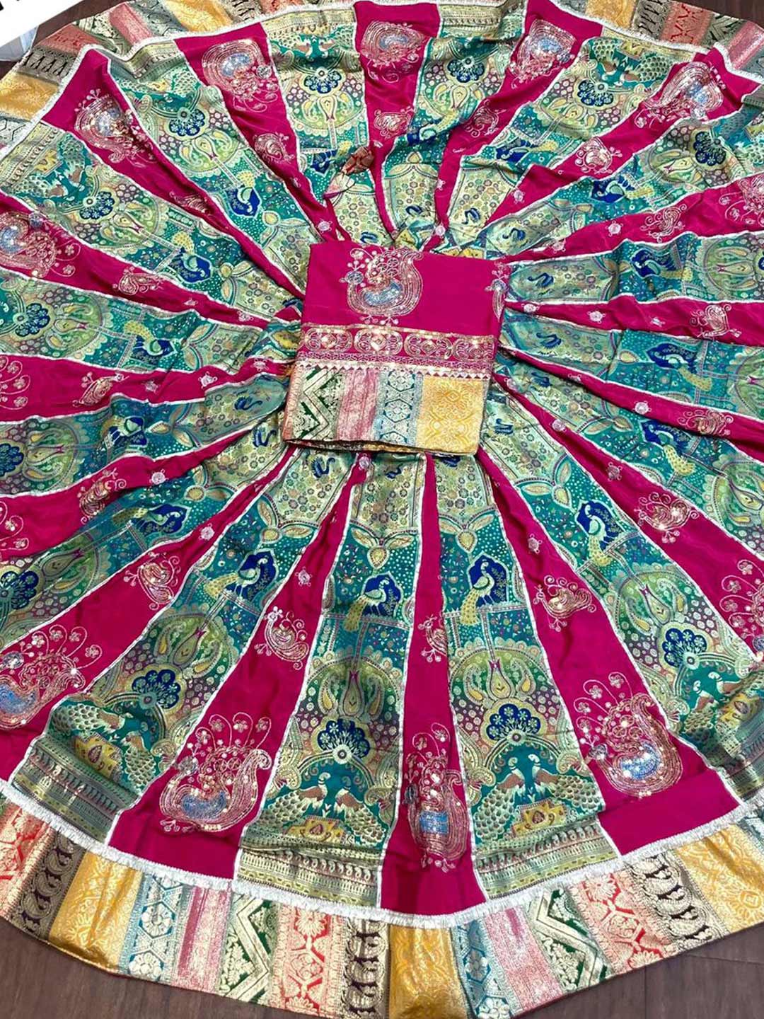 Georgette 6 Meter Flare Premium quality Bridal Rajputi Poshak In Pink color-91617