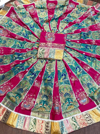 Georgette 6 Meter Flare Premium quality Bridal Rajputi Poshak In Pink color-91617