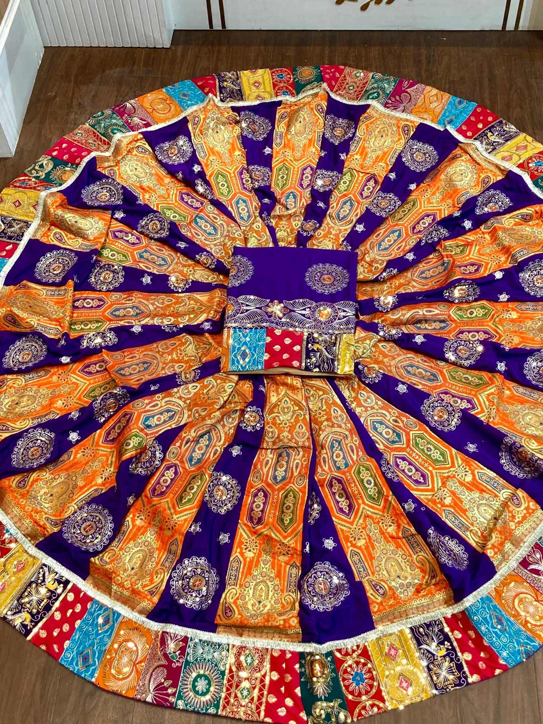 Georgette 7 Meter Flare Premium quality Bridal Rajputi Poshak In Purple color-9160