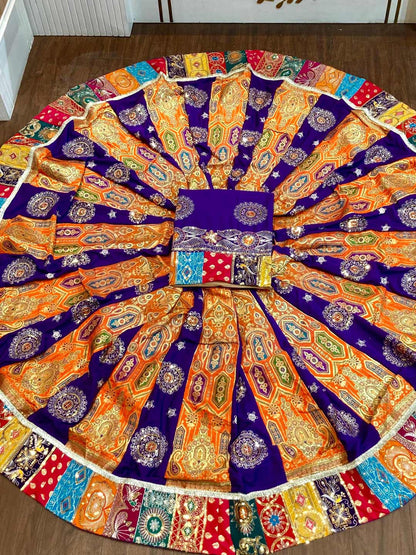 Georgette 7 Meter Flare Premium quality Bridal Rajputi Poshak In Purple color-9160