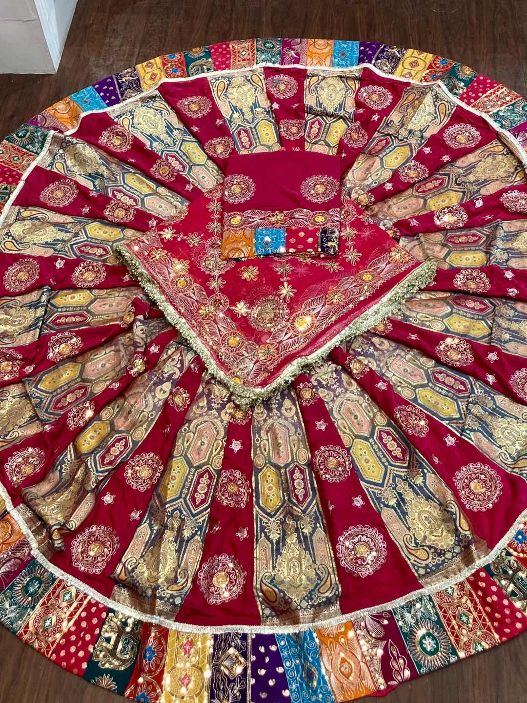 Georgette 7 Meter Flare Premium quality Bridal Rajputi Poshak In pink color-91602