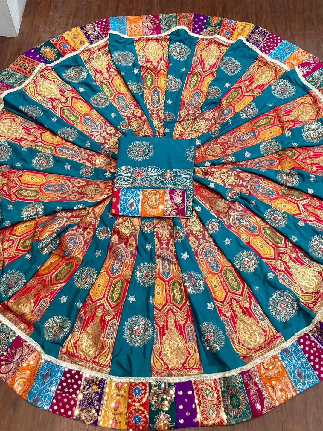 Georgette 7 Meter Flare Premium quality Bridal Rajputi Poshak In blue color-91603