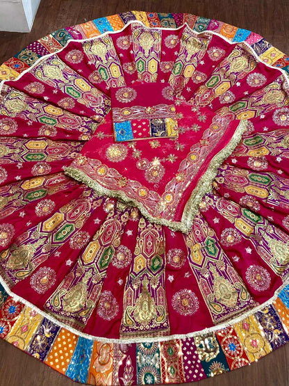 Georgette 7 Meter Flare Premium quality Bridal Rajputi Poshak In Pink color-91605