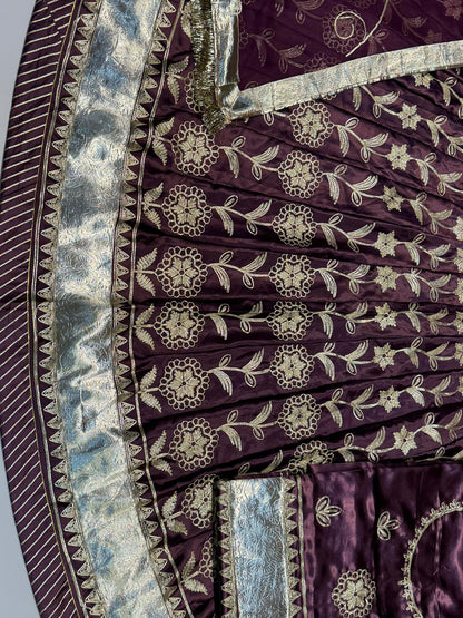 Satin 24 Kali Laffa Sikhe Rajputi Poshak In Purple color-91648