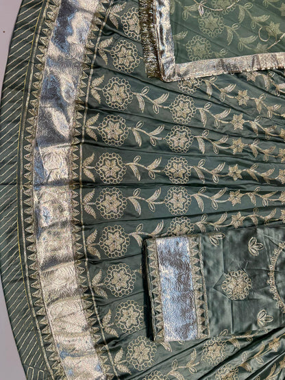 Satin 24 Kali Laffa Sikhe Rajputi Poshak In Purple color-91648