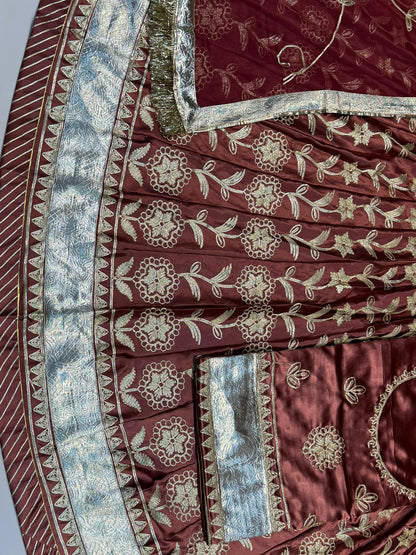 Satin 24 Kali Laffa Sikhe Rajputi Poshak In Purple color-91648