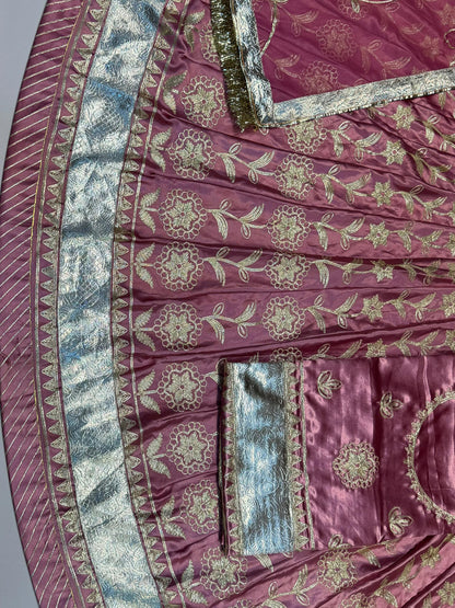 Satin 24 Kali Laffa Sikhe Rajputi Poshak In Purple color-91648