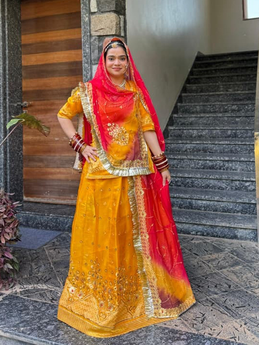 Fandy Shaded Haldi Sangeet Rajputi Poshak In Yellow Color-91663