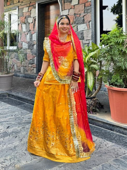 Fandy Shaded Haldi Sangeet Rajputi Poshak In Yellow Color-91663