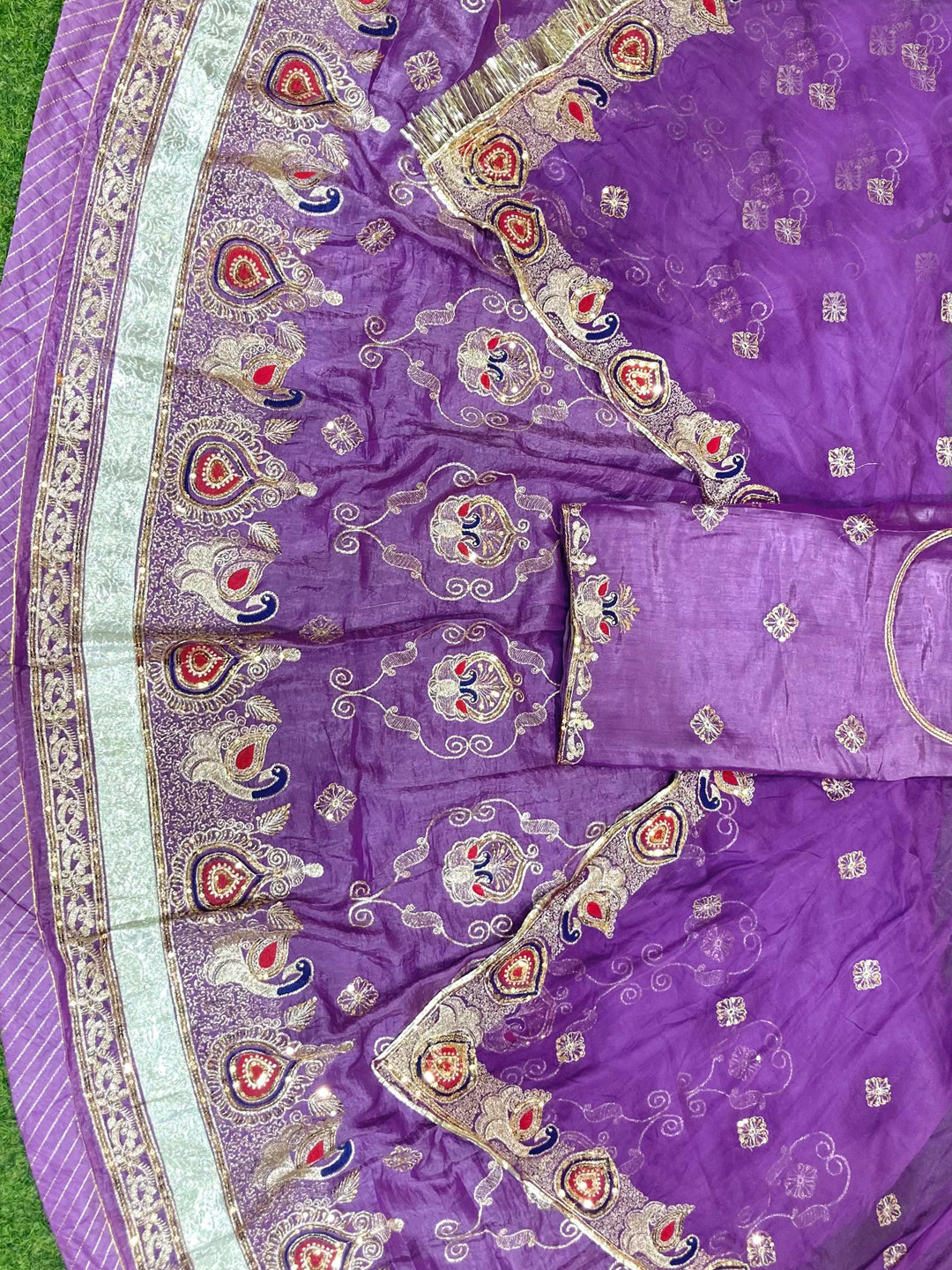 Purple color Gold Crush Rajputi Poshak with Barik Zari Sequence Work-91700