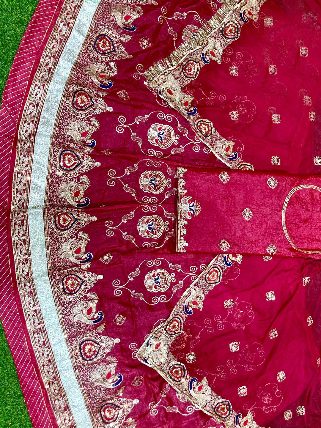 Pink color Gold Crush Rajputi Poshak with Barik Zari Sequence Work-91698