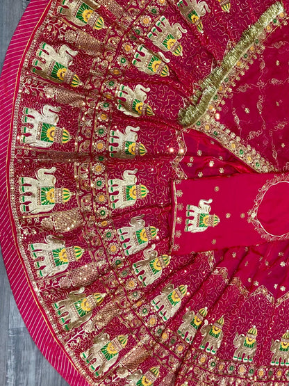 Pink color Fendi Silk Premium quality Rajputi Poshak with fancy sequence Work-91695