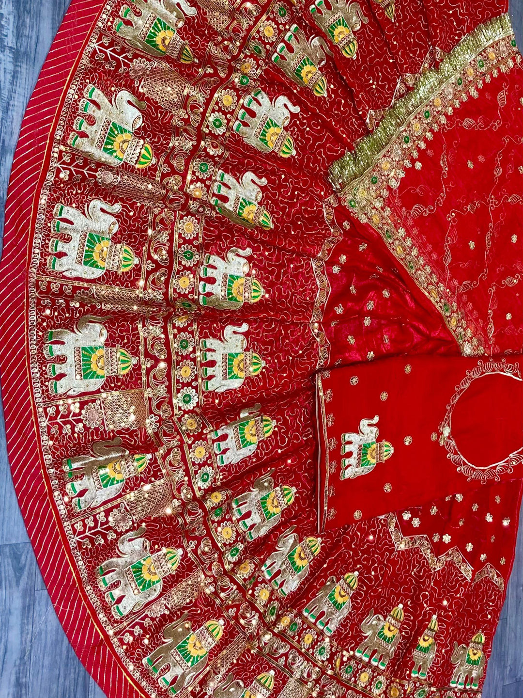 Red color Fendi Silk Premium quality Rajputi Poshak with fancy sequence Work-91693